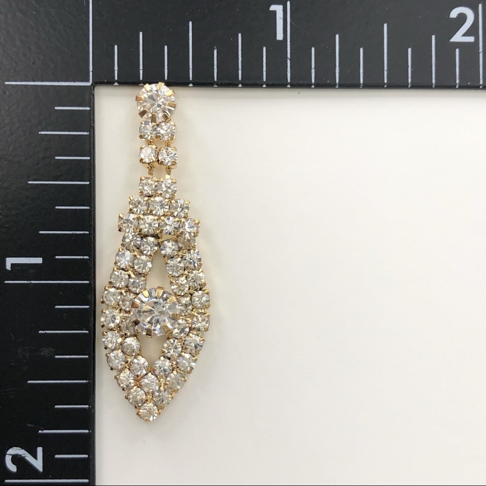 🍀 Rhinestone Post Drop Fancy Earrings - Picture 2 of 3